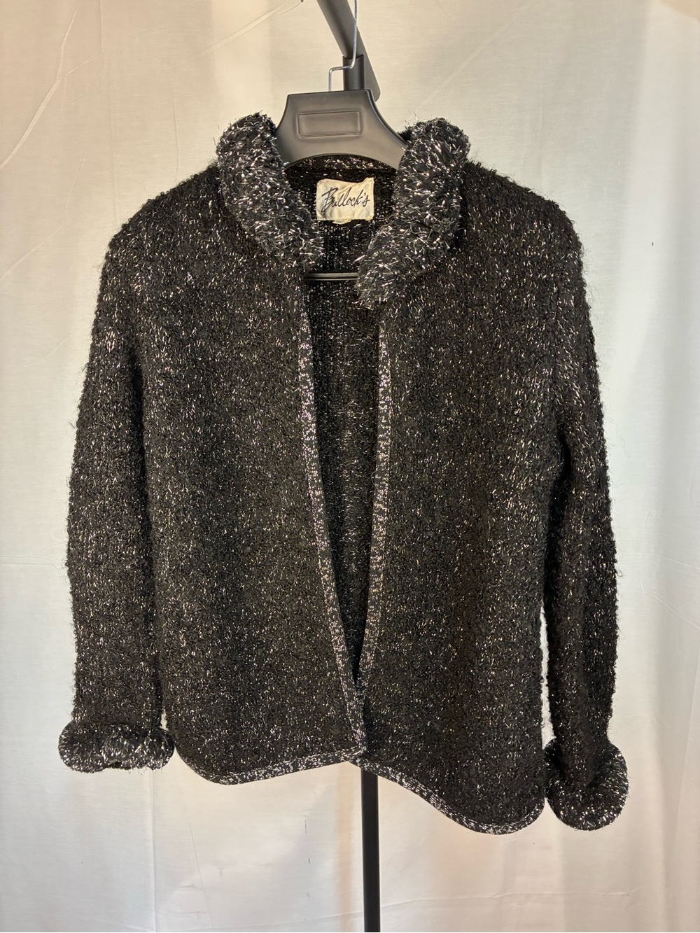 Vintage Bullock's Sparkly Black Cardigan Party Sweater M